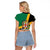 Jamaica Lion Rastafarian Raglan Cropped T Shirt With Kente Pattern - Wonder Print Shop