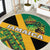 Jamaica Lion Rastafarian Round Carpet With Kente Pattern