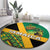Jamaica Lion Rastafarian Round Carpet With Kente Pattern