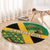 Jamaica Lion Rastafarian Round Carpet With Kente Pattern