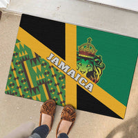 Jamaica Lion Rastafarian Rubber Doormat With Kente Pattern - Wonder Print Shop