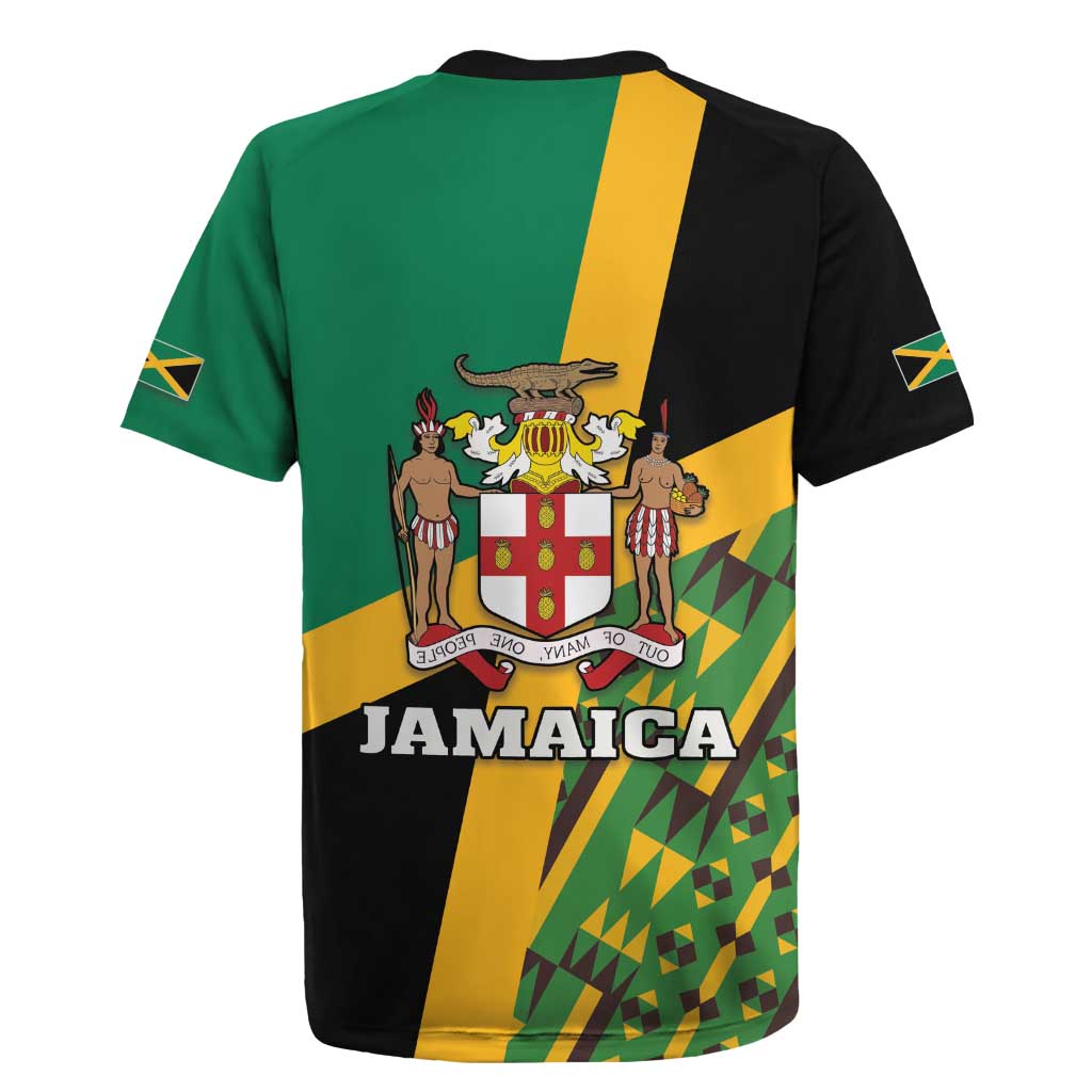 Jamaica Lion Rastafarian Rugby Jersey With Kente Pattern - Wonder Print Shop