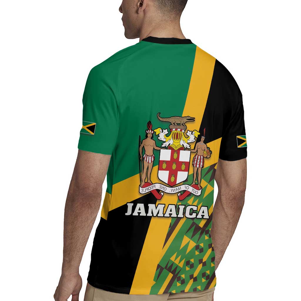 Jamaica Lion Rastafarian Rugby Jersey With Kente Pattern - Wonder Print Shop