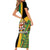 Jamaica Lion Rastafarian Short Sleeve Bodycon Dress With Kente Pattern - Wonder Print Shop
