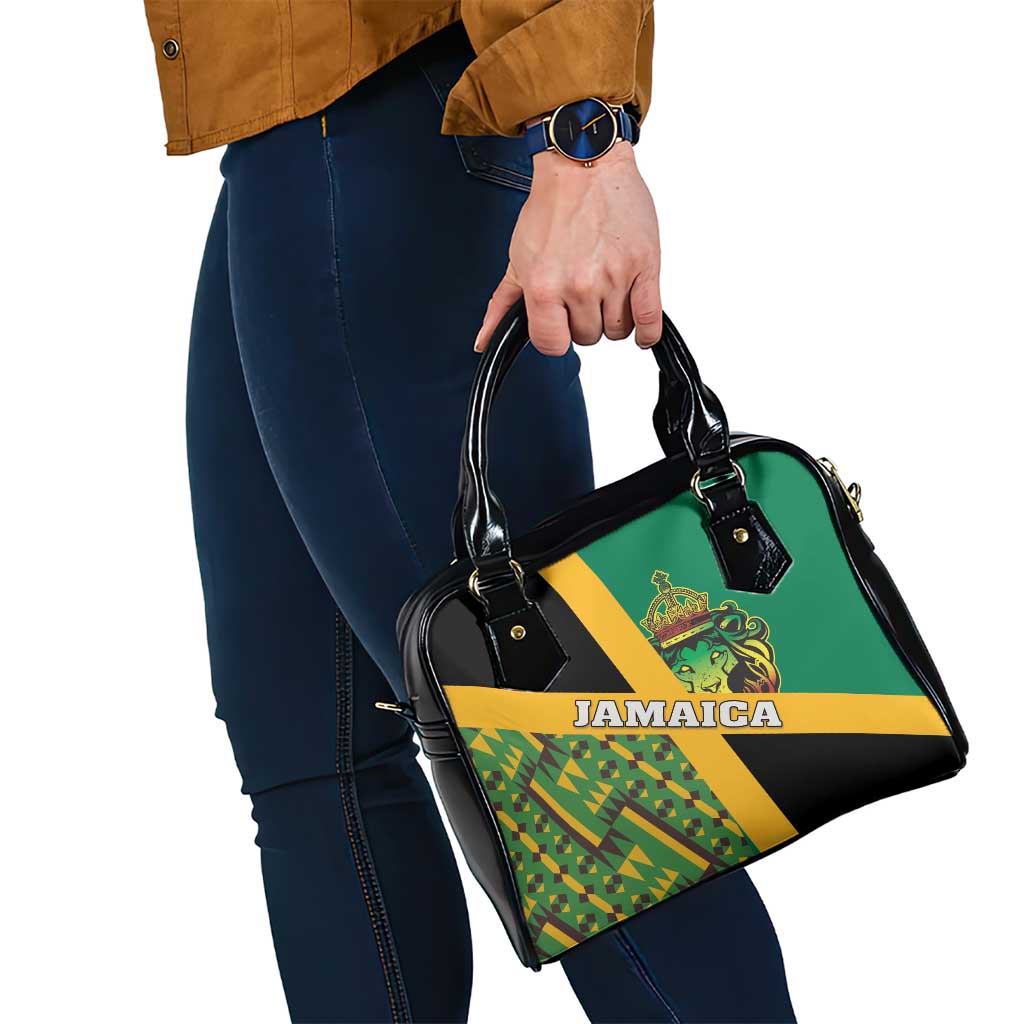Jamaica Lion Rastafarian Shoulder Handbag With Kente Pattern