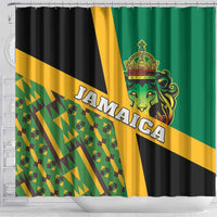 Jamaica Lion Rastafarian Shower Curtain With Kente Pattern