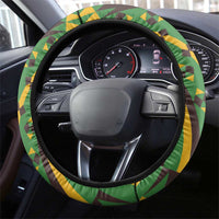 Jamaica Lion Rastafarian Steering Wheel Cover With Kente Pattern - Wonder Print Shop