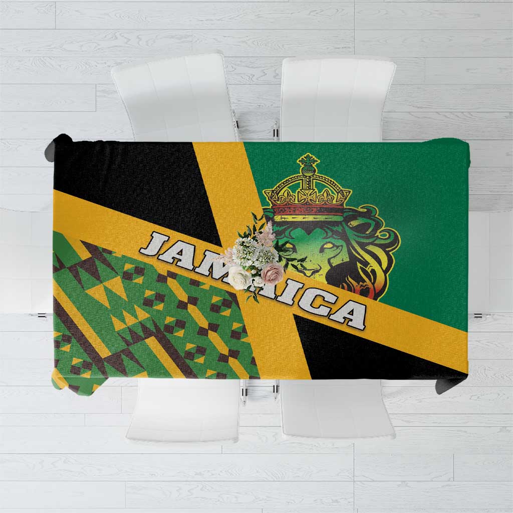 Jamaica Lion Rastafarian Tablecloth With Kente Pattern - Wonder Print Shop