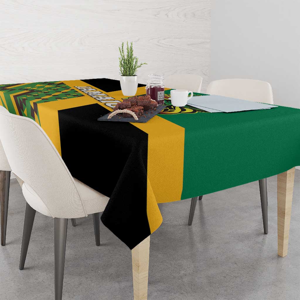 Jamaica Lion Rastafarian Tablecloth With Kente Pattern - Wonder Print Shop