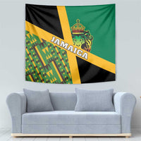 Jamaica Lion Rastafarian Tapestry With Kente Pattern - Wonder Print Shop