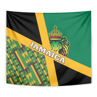 Jamaica Lion Rastafarian Tapestry With Kente Pattern - Wonder Print Shop