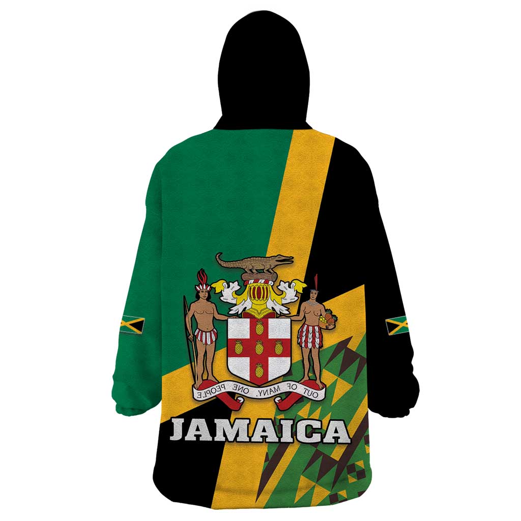 Jamaica Lion Rastafarian Wearable Blanket Hoodie With Kente Pattern - Wonder Print Shop