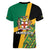 Jamaica Lion Rastafarian Women V-Neck T-Shirt With Kente Pattern - Wonder Print Shop