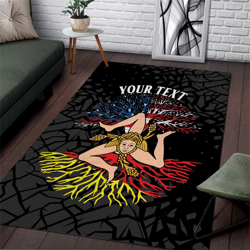 Personalized Sicilian Roots American Heritage Month Area Rug - Wonder Print Shop
