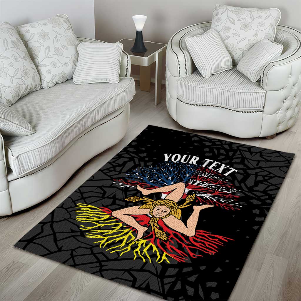 Personalized Sicilian Roots American Heritage Month Area Rug - Wonder Print Shop