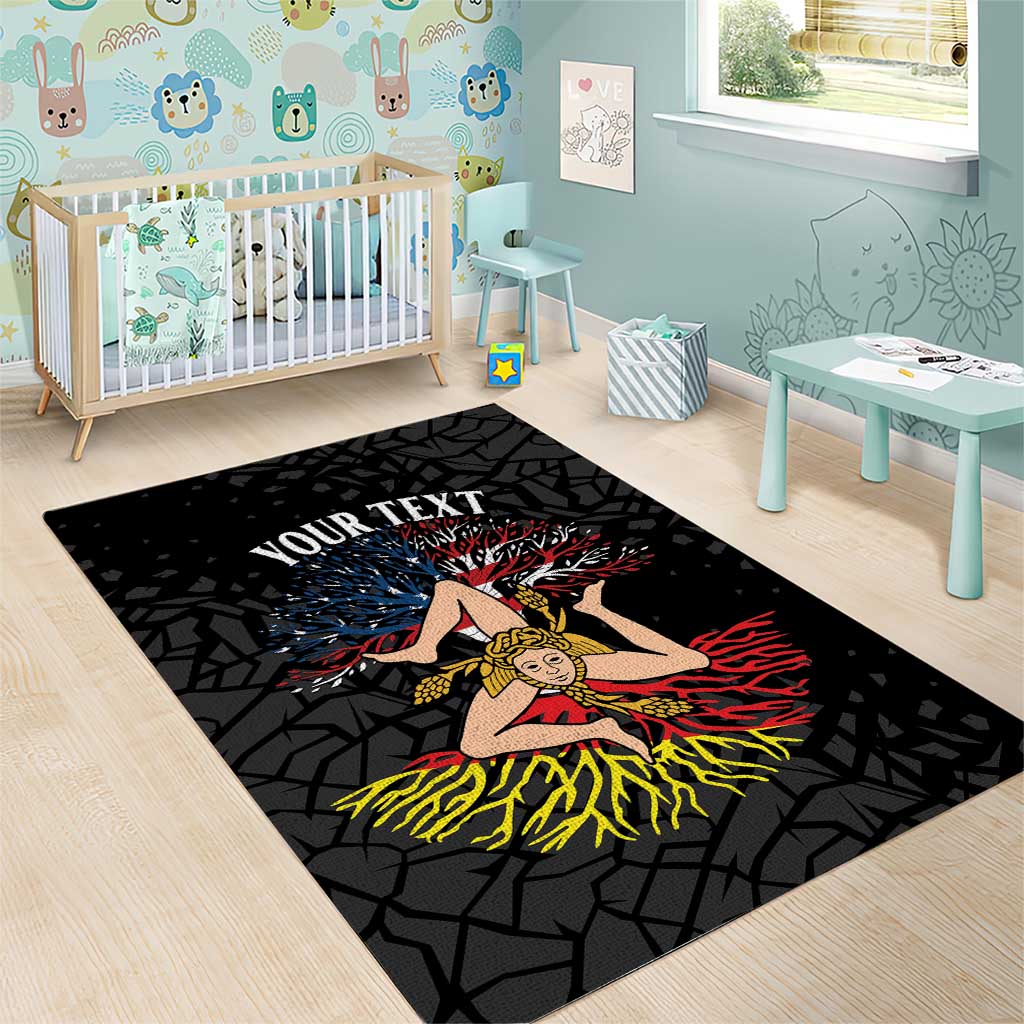 Personalized Sicilian Roots American Heritage Month Area Rug - Wonder Print Shop