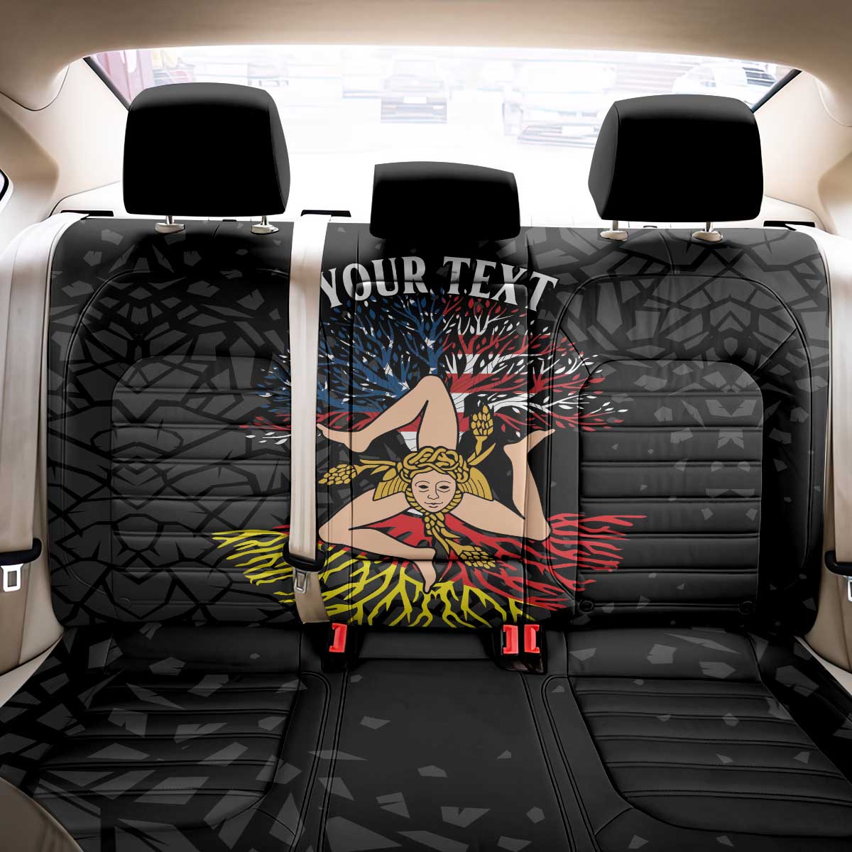 Personalized Sicilian Roots American Heritage Month Back Car Seat Cover - Wonder Print Shop