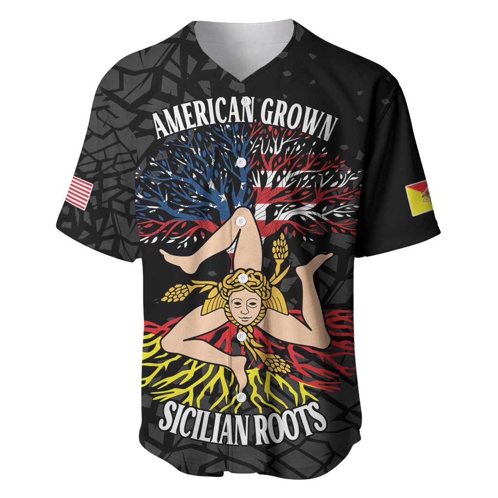Personalized Sicilian Roots American Heritage Month Baseball Jersey - Wonder Print Shop