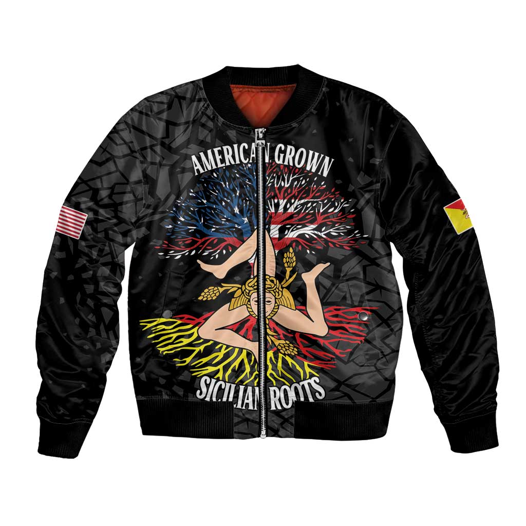 Personalized Sicilian Roots American Heritage Month Bomber Jacket - Wonder Print Shop