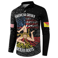 Personalized Sicilian Roots American Heritage Month Button Sweatshirt - Wonder Print Shop