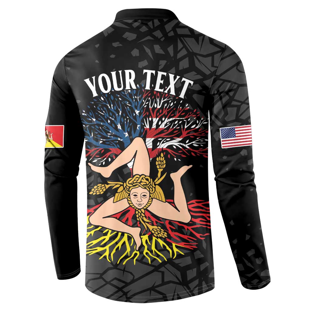 Personalized Sicilian Roots American Heritage Month Button Sweatshirt - Wonder Print Shop