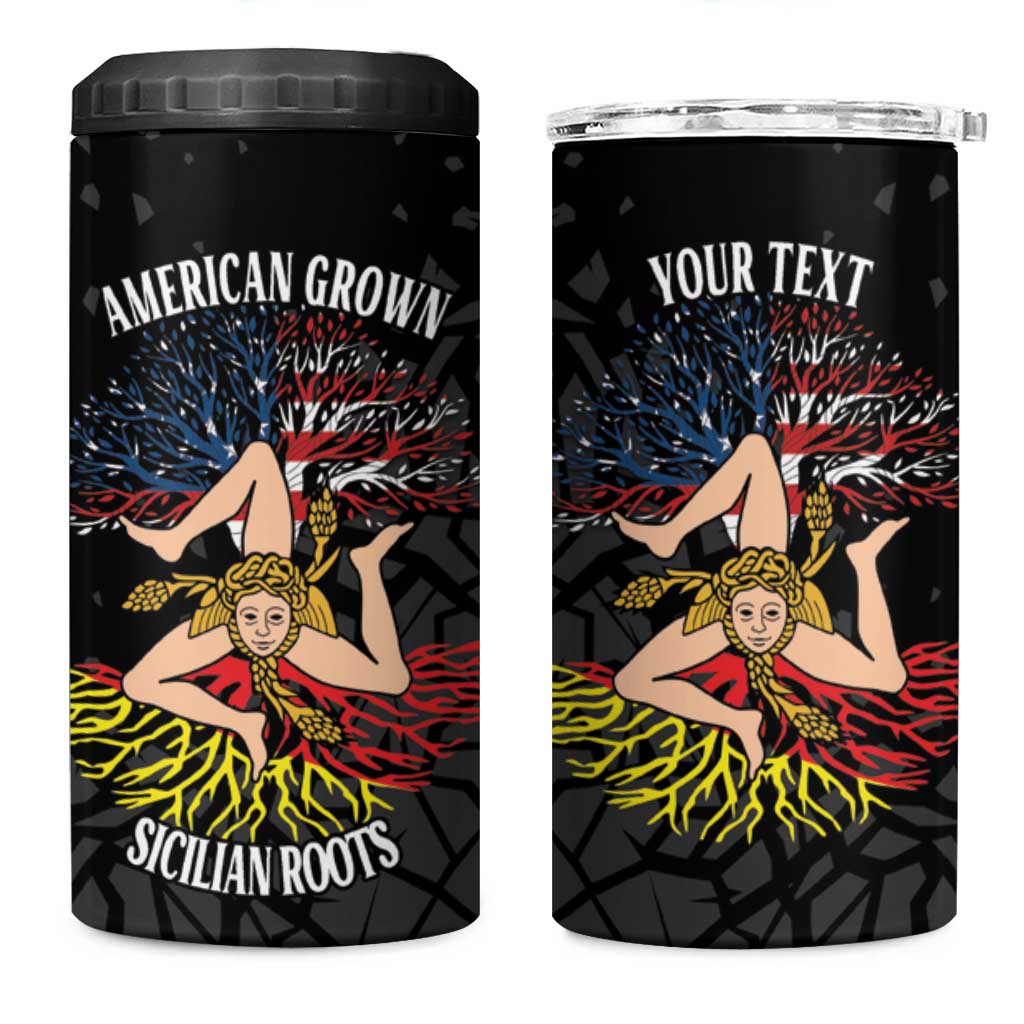 Personalized Sicilian Roots American Heritage Month 4 in 1 Can Cooler Tumbler - Wonder Print Shop