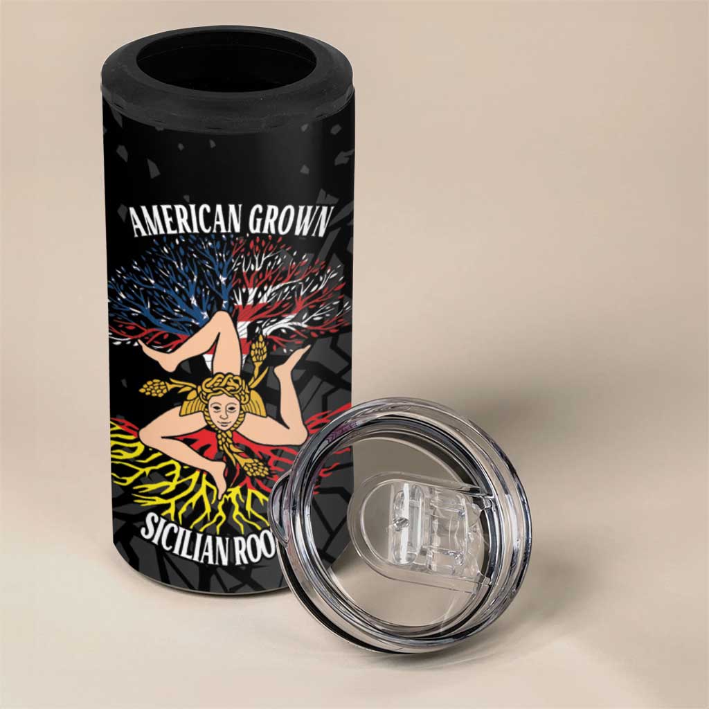 Personalized Sicilian Roots American Heritage Month 4 in 1 Can Cooler Tumbler - Wonder Print Shop