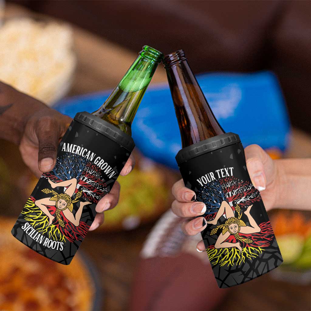 Personalized Sicilian Roots American Heritage Month 4 in 1 Can Cooler Tumbler - Wonder Print Shop