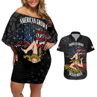 Personalized Sicilian Roots American Heritage Month Couples Matching Off Shoulder Short Dress and Hawaiian Shirt - Wonder Print Shop