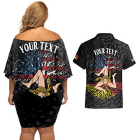 Personalized Sicilian Roots American Heritage Month Couples Matching Off Shoulder Short Dress and Hawaiian Shirt - Wonder Print Shop
