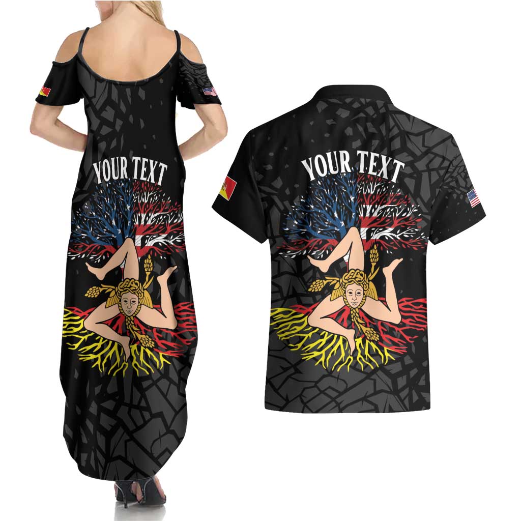 Personalized Sicilian Roots American Heritage Month Couples Matching Summer Maxi Dress and Hawaiian Shirt - Wonder Print Shop