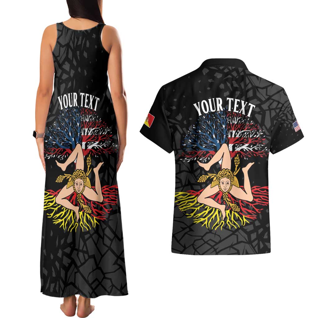Personalized Sicilian Roots American Heritage Month Couples Matching Tank Maxi Dress and Hawaiian Shirt - Wonder Print Shop