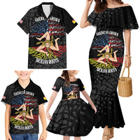 Personalized Sicilian Roots American Heritage Month Family Matching Mermaid Dress and Hawaiian Shirt - Wonder Print Shop