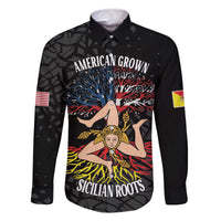 Personalized Sicilian Roots American Heritage Month Family Matching Off The Shoulder Long Sleeve Dress and Hawaiian Shirt - Wonder Print Shop