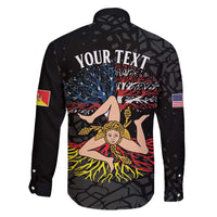 Personalized Sicilian Roots American Heritage Month Family Matching Off The Shoulder Long Sleeve Dress and Hawaiian Shirt - Wonder Print Shop