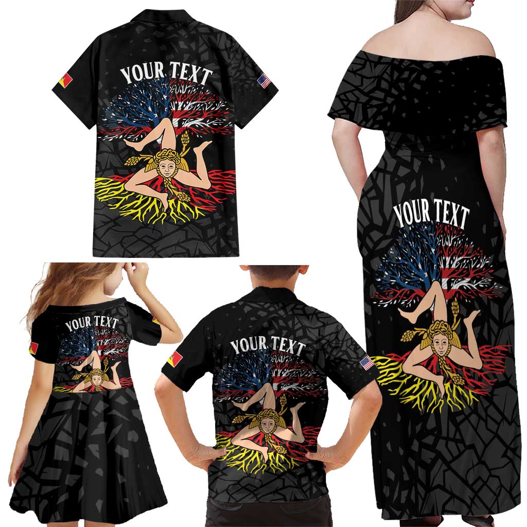 Personalized Sicilian Roots American Heritage Month Family Matching Off Shoulder Maxi Dress and Hawaiian Shirt - Wonder Print Shop