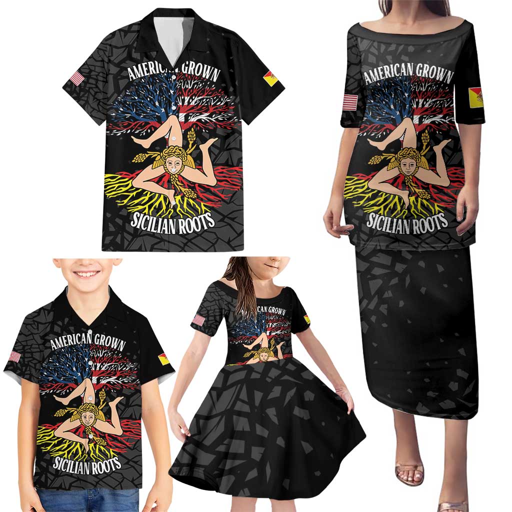 Personalized Sicilian Roots American Heritage Month Family Matching Puletasi and Hawaiian Shirt - Wonder Print Shop