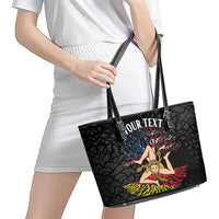 Personalized Sicilian Roots American Heritage Month Leather Tote Bag - Wonder Print Shop