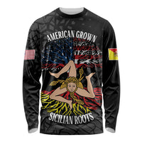 Personalized Sicilian Roots American Heritage Month Long Sleeve Shirt - Wonder Print Shop