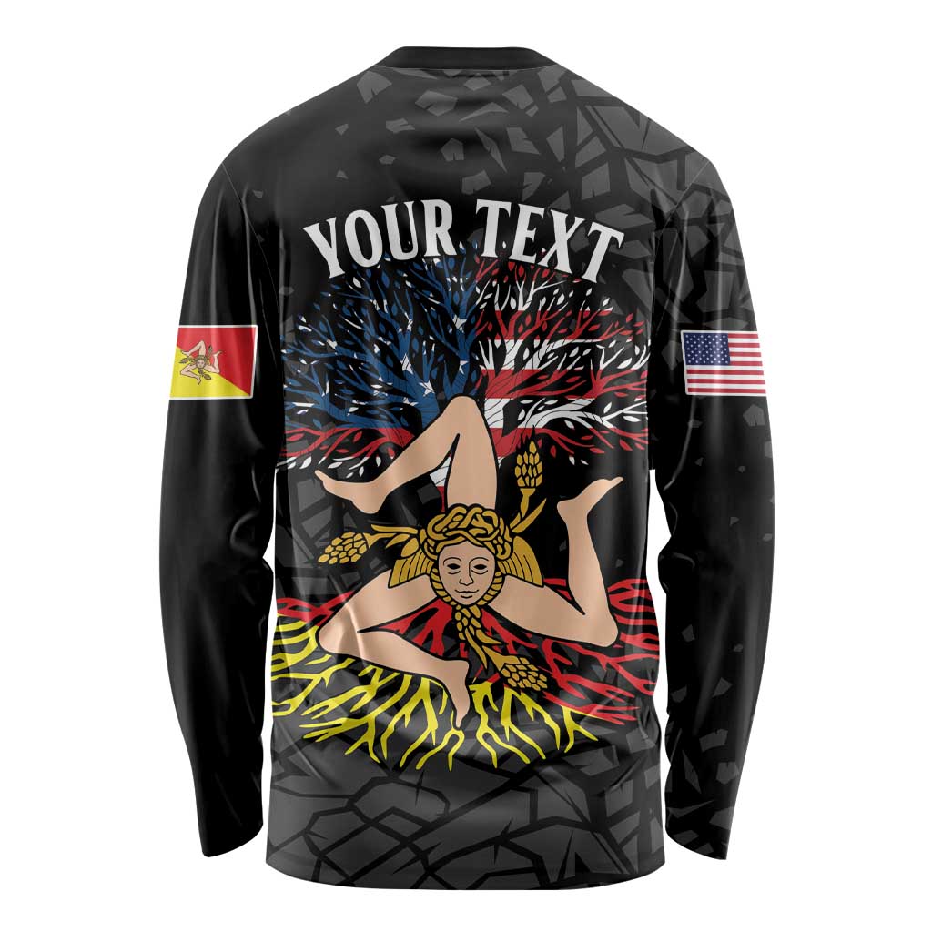 Personalized Sicilian Roots American Heritage Month Long Sleeve Shirt - Wonder Print Shop