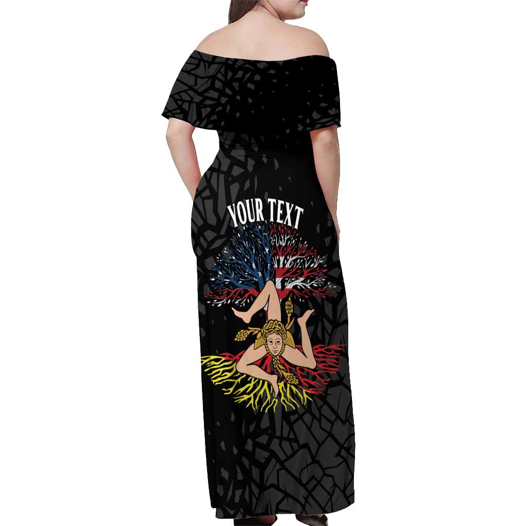 Personalized Sicilian Roots American Heritage Month Off Shoulder Maxi Dress - Wonder Print Shop