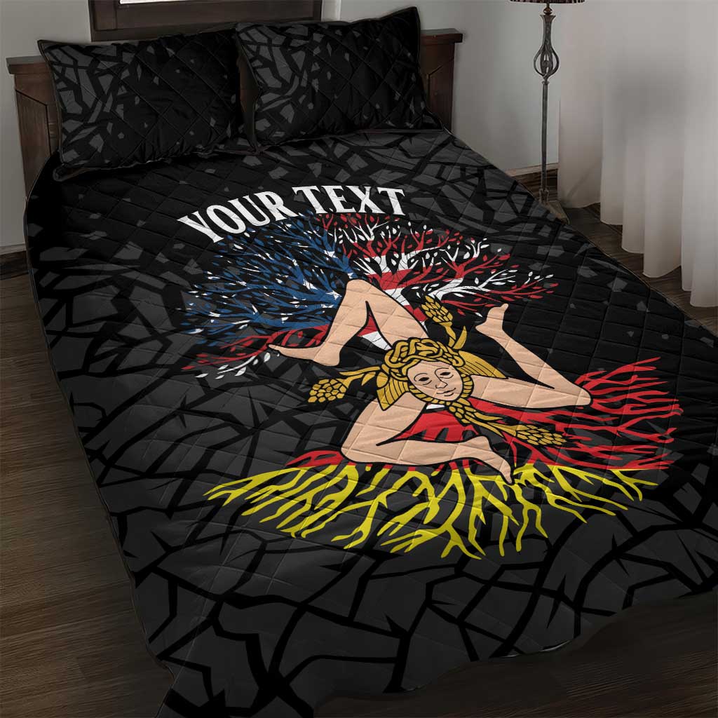 Personalized Sicilian Roots American Heritage Month Quilt Bed Set - Wonder Print Shop