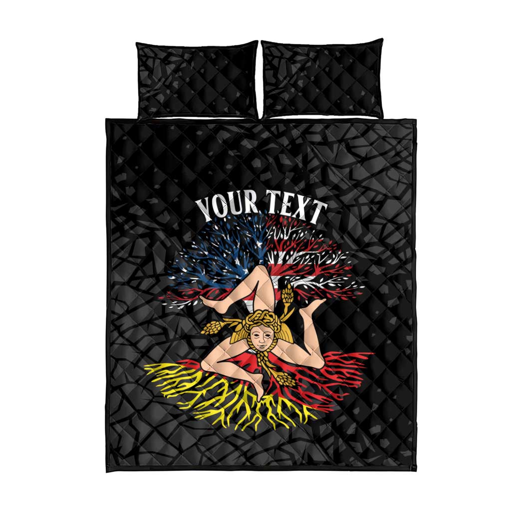 Personalized Sicilian Roots American Heritage Month Quilt Bed Set - Wonder Print Shop