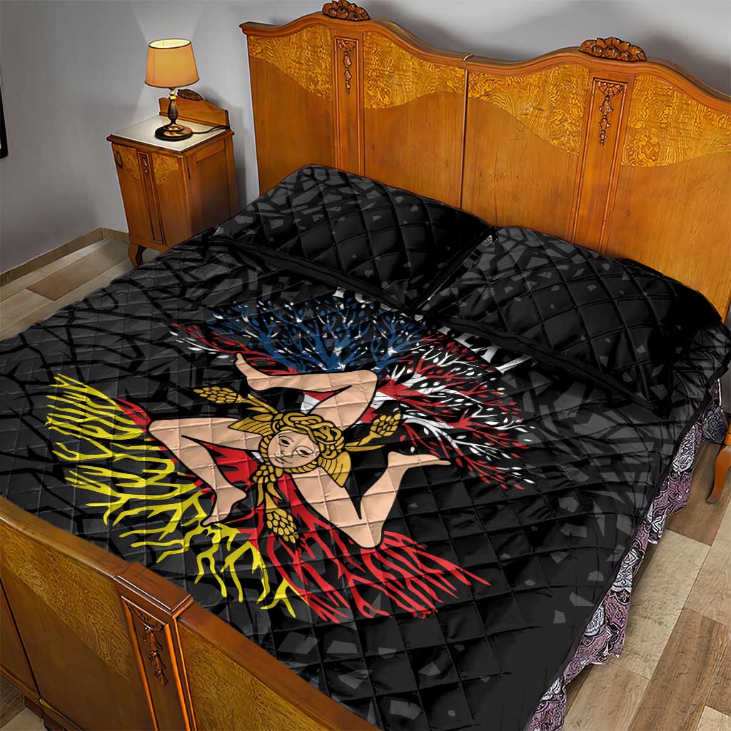 Personalized Sicilian Roots American Heritage Month Quilt Bed Set - Wonder Print Shop