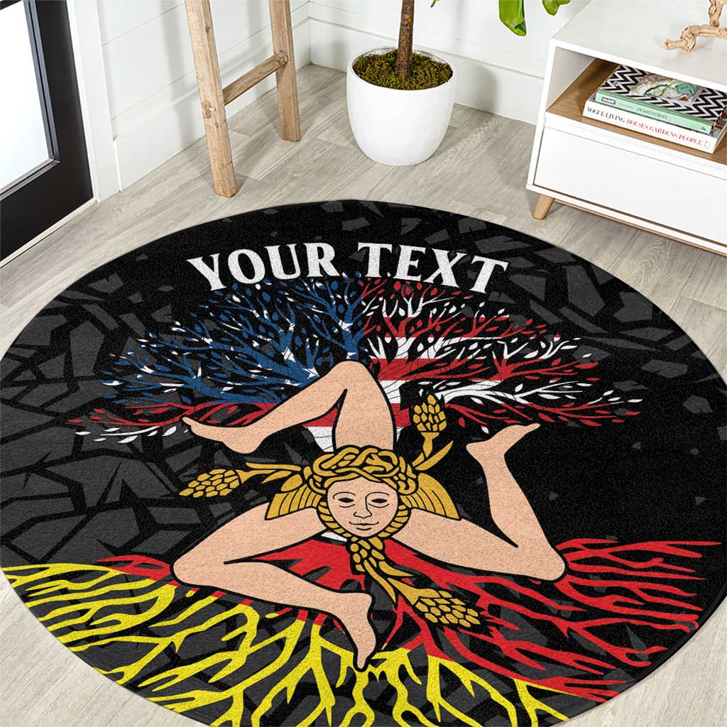 Personalized Sicilian Roots American Heritage Month Round Carpet - Wonder Print Shop