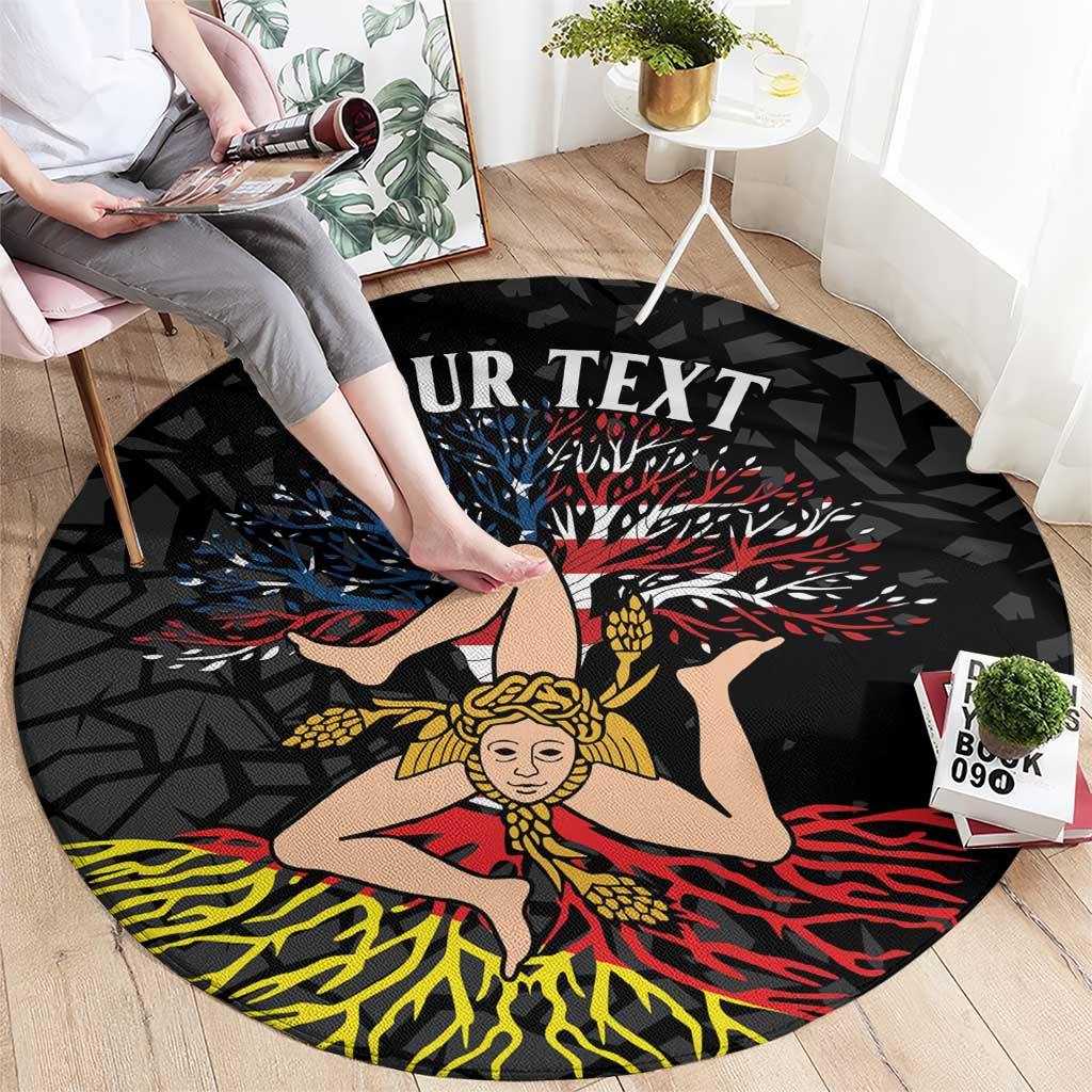 Personalized Sicilian Roots American Heritage Month Round Carpet - Wonder Print Shop