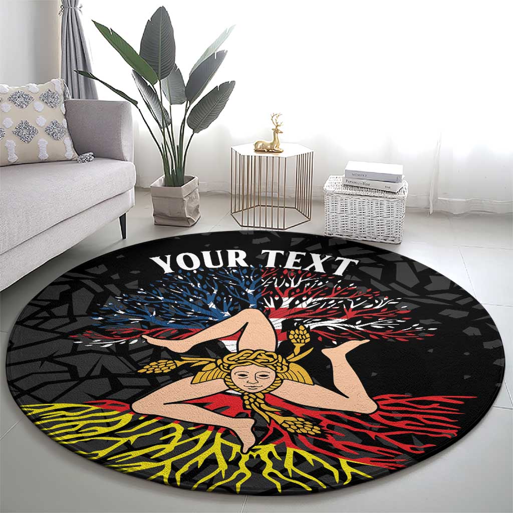 Personalized Sicilian Roots American Heritage Month Round Carpet - Wonder Print Shop