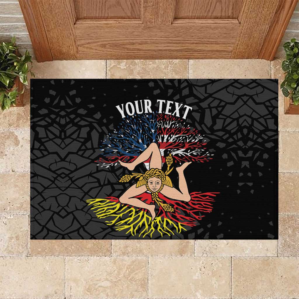Personalized Sicilian Roots American Heritage Month Rubber Doormat - Wonder Print Shop
