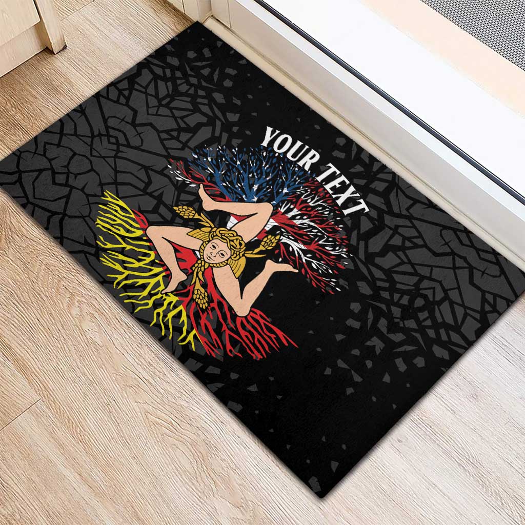 Personalized Sicilian Roots American Heritage Month Rubber Doormat - Wonder Print Shop
