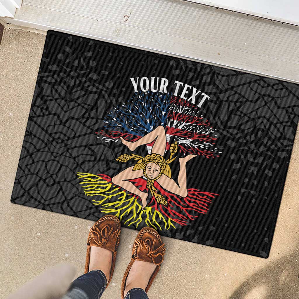 Personalized Sicilian Roots American Heritage Month Rubber Doormat - Wonder Print Shop